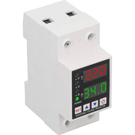 AC230V Überspannungs-/Unterspannungsschutzgerät mit Strombegrenzung, Verzögerung, automatischer Rückstellung und Spannungsschutzschalter (40A Nennstrom). (1/5)
