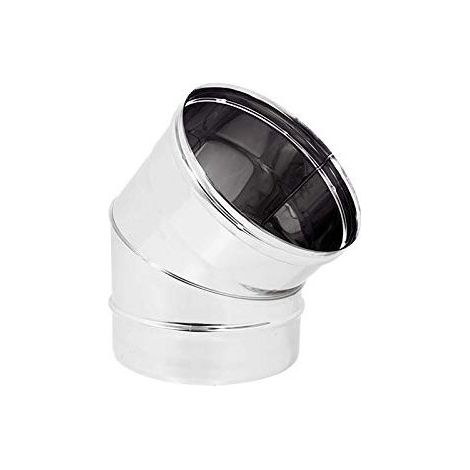 Gomito curva acciaio inox 80mm 5 decimi aisi 316 per canna fumaria camino stufa, scegli se  45 gradi