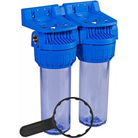 Orion – Filtre à eau sur robinet 9" 3/4 – Double porte filtre pour eaux de forage et de surface – Qualité alimentaire ACS – Température 45°c (1/3)