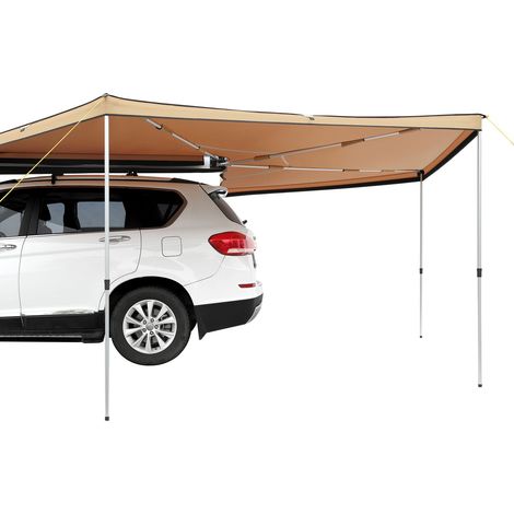 Voile d'ombrage latéral 270°, hauteur 2,5 m, auvent rétractable pour voiture, étanche PU3000, anti-UV50+, avec sac de rangement imperméable, adapté camion, SUV, van, camping-car. (1/5)