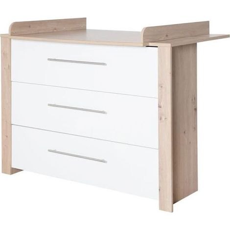 Commode a langer - ROBA - MALO - 3 tiroirs - Chene clair / blanc (1/5)