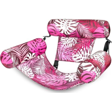 Bouée gonflable adulte - matelas gonflable - pliable - hamac flottant - rose (1/5)
