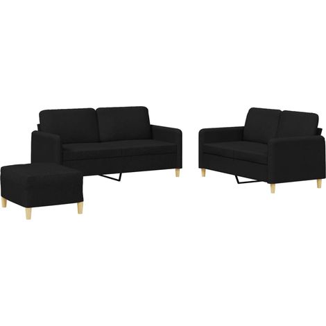 Maison Exclusive - Set di Divani 3 pz con Cuscini Nero in Tessuto