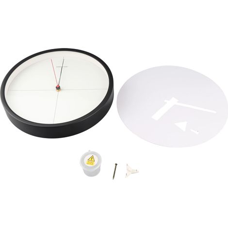 Horloge Murale Décorative Moderne Cadre Fer Verre 30cm Noir Blanc Design Épuré Silencieux pour Salon Chambre Bureau (1/5)