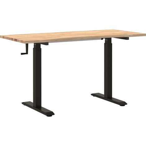 Maison Exclusive - Scrivania Nero e naturale 140 x 60 cm Legno di Quercia Massello