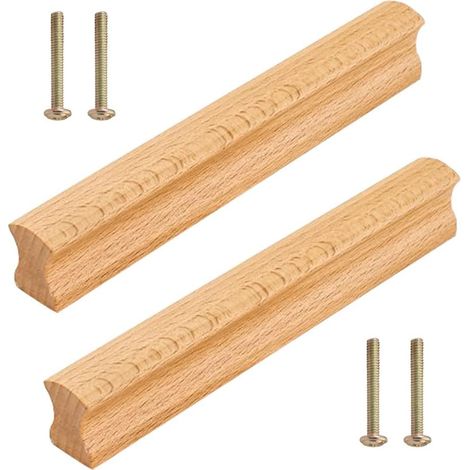 Poignée Meuble Bois 2 Pièces Poignées de Placard en Bois Poignées de Meuble Bouton de Poignées de Tiroir en Bois avec 4 Vis pour Meuble Porte Placard Tiroir (1/5)