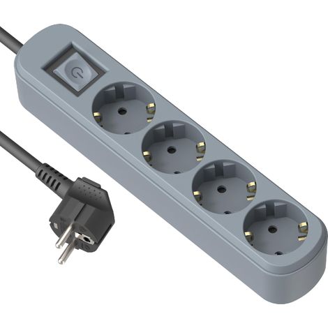 Electraline 62425 Multiple Base Multiple 4 Prese Schuko 16A con Interruttore, Colore Blu, Cavo 1.5M (1/4)