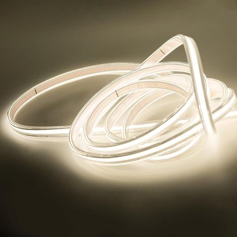 Bande LED COB Puissante 220V 2M sans Transformateur, 2 Metres 4000K Blanc LED Waterproof Strip Light (Blanc, 2M) (1/5)