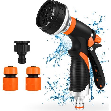 Pistolet d'Arrosage Métal 8 Fonctions - Haute Pression pour Nettoyage de Trottoir, Lavage de Voiture, Irrigation de Pelouse (1/4)