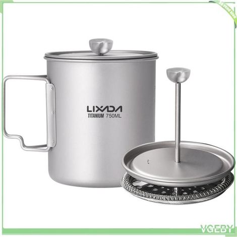 Cafetière à piston - FAFEICY - 750ml - Corps titane - Presse inox amovible - Poignées pliables (1/5)