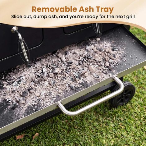 Large Charcoal Grill with Folding Tables and Thermometer (1/5)