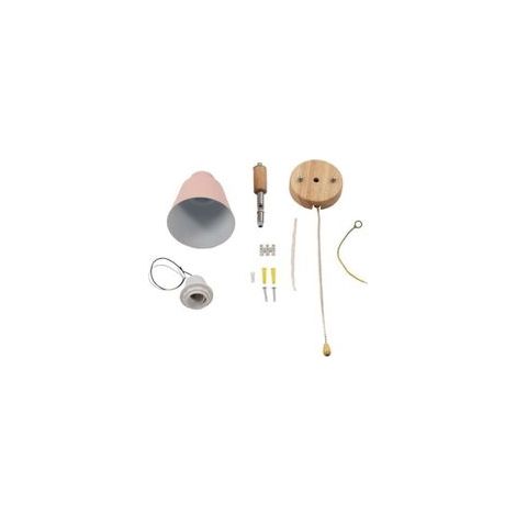Aplique de pared Macaron que ahorra espacio, pantalla rosa, luces de pared con base de madera para sala de estar, dormitorio, oficina, 100-240V (1/4)