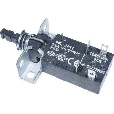 PWL2P1TL6SASHA Interrupteur sectionneur 250 V/AC 6 A – Bouton-poussoir à accrochage – 1 pc – Connexion cosses plates 2.5 mm