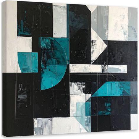 Stampe su Tela, Forme geometriche turchese nero, 20x20 (1/5)