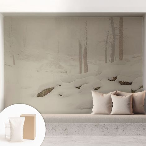 Papier peint intissé décoratif pour salon chambre et cuisine Facile à poser avec colle Forêt enneigée 208x146 cm (1/5)