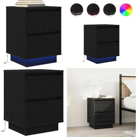 vidaXL Nachttisch mit LED-Leuchten Schwarz 38x34x50 cm (1/5)