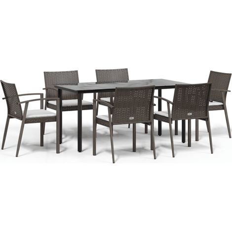 Maison Exclusive - Juego comedor jardín 7 piezas y cojines ratán (1/5)
