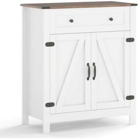 Meuble de rangement 2 portes + 1 tiroir, buffet cuisine pour salle à manger, étagère réglable et gain de place (1/5)