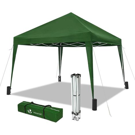 VOUNOT 3m x 3m Pop Up Gazebo with 4 Leg Weight Bags, Folding Party Tent for Garden Outdoor, Green