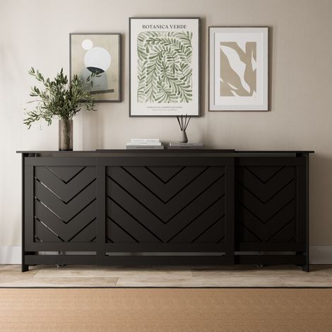 Radiator Cover Black Modern Chevron Slat Shelves MDF Cabinet Shelf Adjustable (1/5)