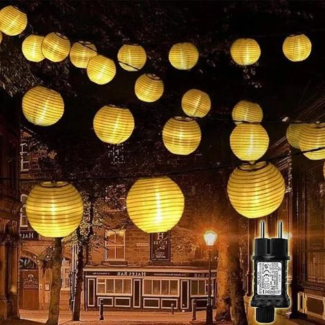 Guirnalda de luces exteriores resistentes a la intemperie - 6 m - 30 LED - Con temporizador y función de memoria - 8 modos - Farol exterior con enchufe para decoración de jardín, boda, (1/5)