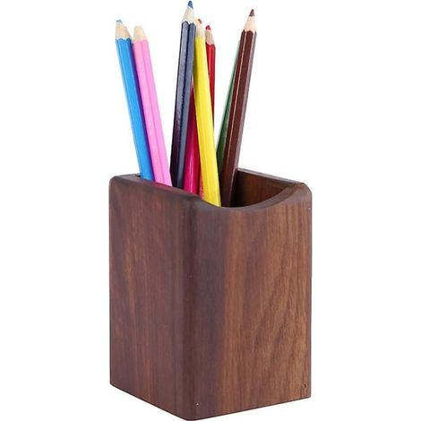 Organisateur de stylos, porte-stylos en bois pour bureau, rangement de stylos, accessoires de bureau à domicile (noyer noir) (1/4)