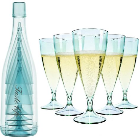 5 Pièces Flûtes à Champagne Transparent en Plastique, 155ml Verres à Champagne Plastique Élégantes Reutilisable,Coupes de Champagne pour Mariages, Anniversaires (1/5)