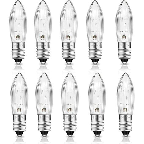 Ampoule E10 34V 3W Bougie, 30LM Blanc Chaud 2700K, Ampoule Bougie E10 pour Arche Lumineuse, Arbre de Noël, Guirlande, Lot de 10 (1/3)