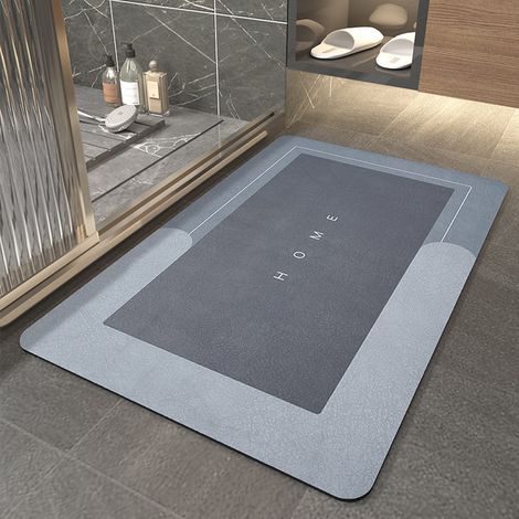 Tapis de bain antidérapant, tapis de cuisine, tapis de douche en microfibre douce (rectangle bleu) (1/5)