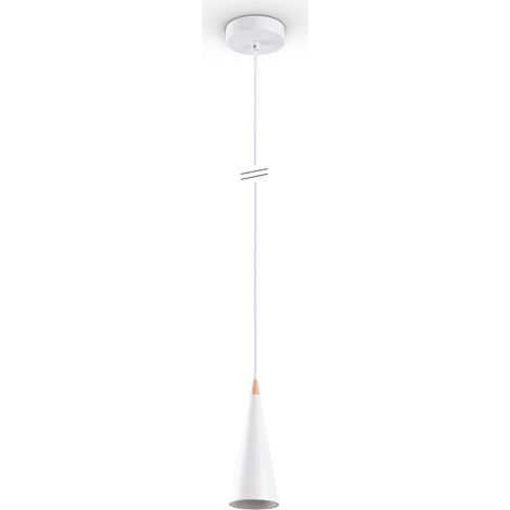 Paco Home Lampe Pendelleuchte Esstisch Hängelampe Küche Vintage Metall E27 Weiß-Holz, Ø9,5cm