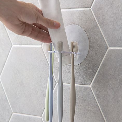 Porte-brosse à dents en forme de disque, support mural auto-adhésif pour le rangement du dentifrice, porte-brosse à dents à plusieurs emplacements, organisateur de dentifrice pour salle de bain (1/5)
