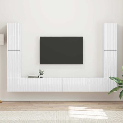 TV-Schrankset 8 pcs Hochglanz Weiß Holzwerkstoff
