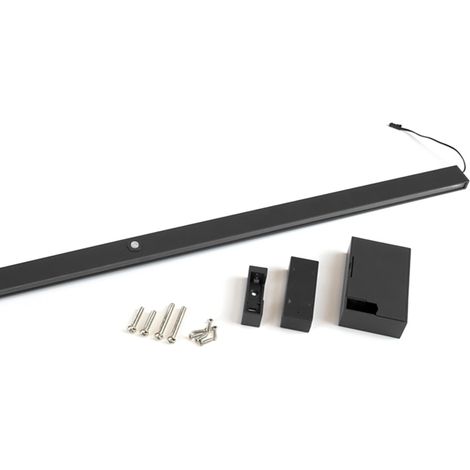 Emuca Barra para armario con luz LED Castor, batería extraible y sensor de movimiento, L558mm, Plástico y aluminio, Pintado negro texturizado