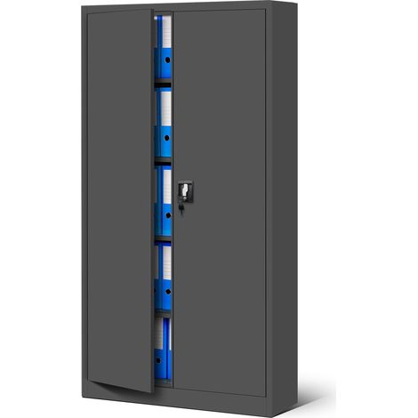 Armoire de Bureau Métal à Dossiers Verrouillable 185 x 90 x 40 cm (1/5)