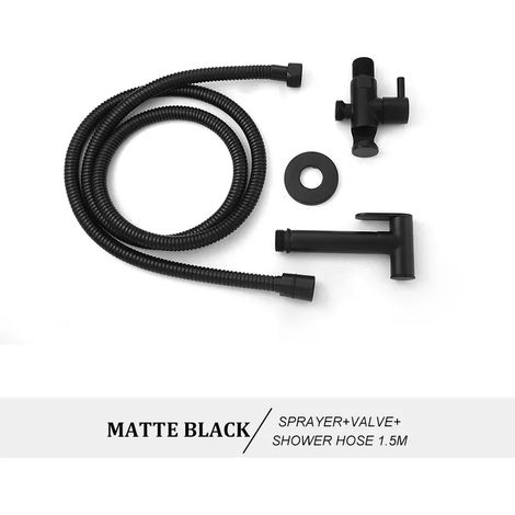 (Type A noir) Ensemble de douchette WC bidet portable en laiton doré rose, fixation murale, pommeau de douche de salle de bain autonettoyant (1/4)