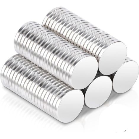 60 aimants puissants en néodyme 12x2 mm, autocollants adhésifs, pour tableau blanc, bureau et bricolage, lot de 60. (1/5)