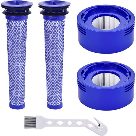 Filtre V8 pour Dyson 2 pièces V7 V8 Pré-Filtre et Filtre Moteur pour Dyson V8 V7 Animal Plus Extra Absolute Fluffy Aspirateur à Batterie Motorhead Ensemble de Filtres Hepa avec Brosse de Nettoyage (1/5)