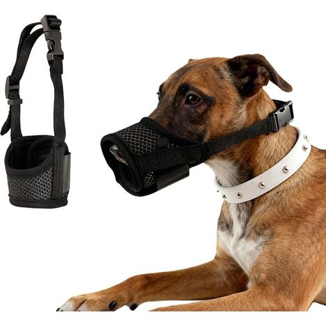 Dog Muzzle, Soft and Adjustable Nylon Dog Muzzle, Anti-Barking and Anti-Bite, for Walks, Training, Vet Visits, XL Size for Large and Giant Dogs, Black (1/5)