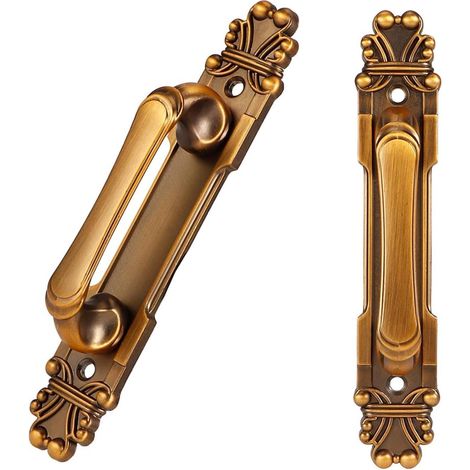 Ensemble de 2 poignées de porte - Style européen vintage - Poignée de penderie - Accessoires de commode - Design antique - Alliage de zinc - Quincaillerie de montage (1/5)