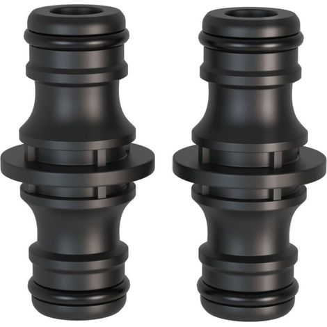 Raccords pour tuyau d'arrosage - Raccord double 1/2" pour tuyau d'arrosage - Rallonge - Connexion bidirectionnelle pour tuyaux d'arrosage et d'eau domestique - 2 pièces (1/4)