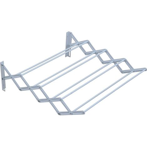 Etendoir à suspendre mural blanc – Longueur 4.8m – Acier – Capacité 2kg – 8 barres pour petits espaces (1/2)