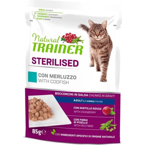 Natural Trainer Gatto Busta 85gr Sterilised Merluzzo