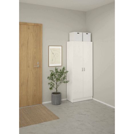Armario Dmora, color blanco, 69,2 x 170,4 x 34,6 cm, con embalaje reforzado (1/5)