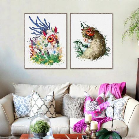 Leinwandposter „Prinzessin des Waldes“, schlichter und trendiger Aquarellstil, ideal für Wohnzimmer, Schlafzimmer, Büro und Kinderzimmer (Set). (1/5)