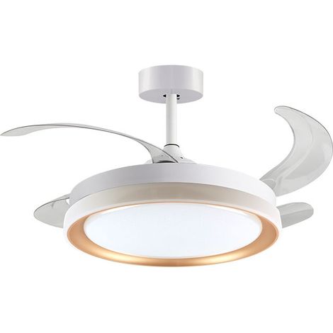 Deckenventilator de mit Licht und Fernbedienung Bel Air Kigali 72W 108cm Retractable Blades Weiß/Gold