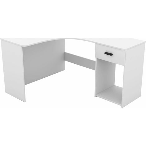 Mesa de ordenador esquinera Austin 303, Blanco, Rectangular, Número de puertas: 0, Número de cajones: 1, 75x155x125cm (1/5)