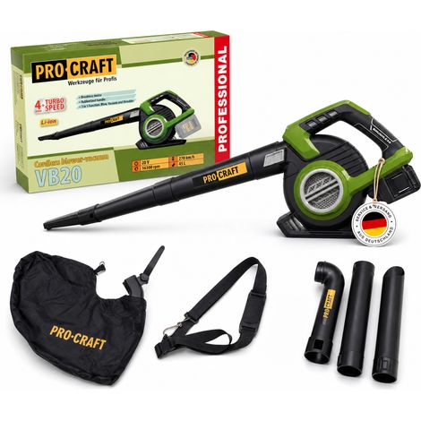 Soffiatore e aspiratore per foglie a batteria Procraft VB20 40 V (2x 20 V) Brushless Solo - senza batteria, senza caricabatteria (1/5)
