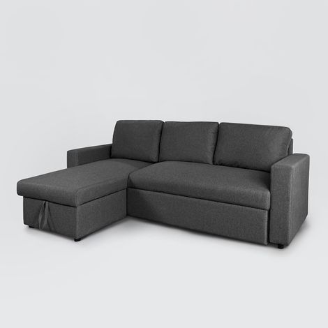 Divano letto con penisola e contenitore in tessuto 3 posti design Positis