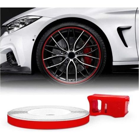 Bandes Wheel Trim Réfractifs pour Les Jantes des Voitures, Rouge, 8 mm x 8 M
