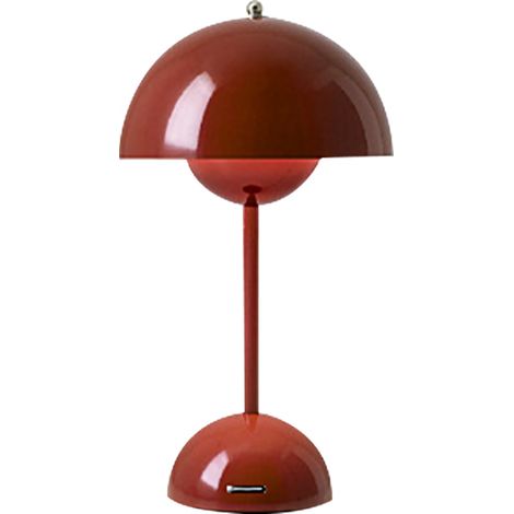 Ortviai Lampe de table LED rechargeable USB, batterie 3600 mAh, abat-jour en PVC rouge, 3 niveaux de luminosité (1/5)